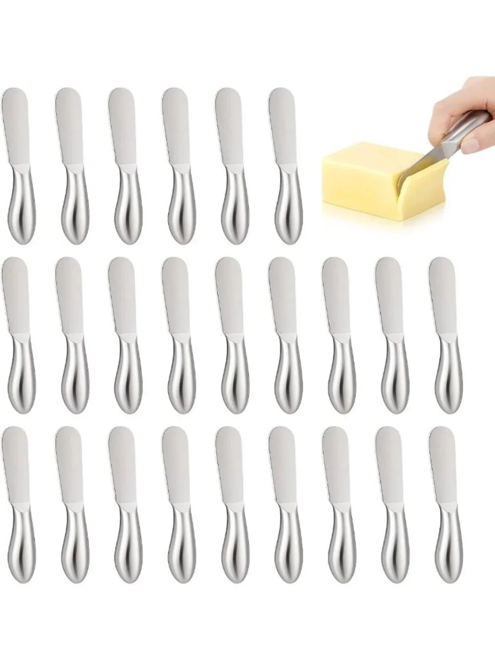 24-Piece Stainless Steel Spreader Knife Set for Cheese, Butter, Jam